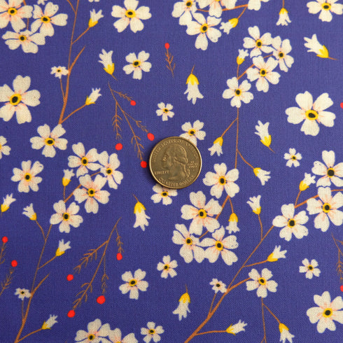 White Red Floral Royal Blue Cotton